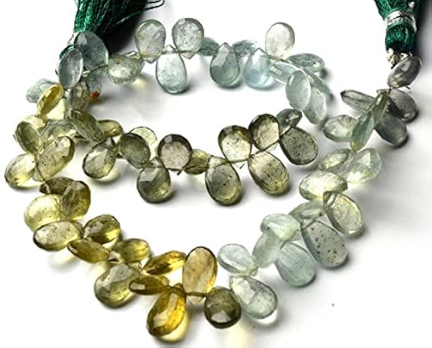 Aigue-marine mousse multicolore en perles briolettes pour créer vos colliers d'été bohèmes
