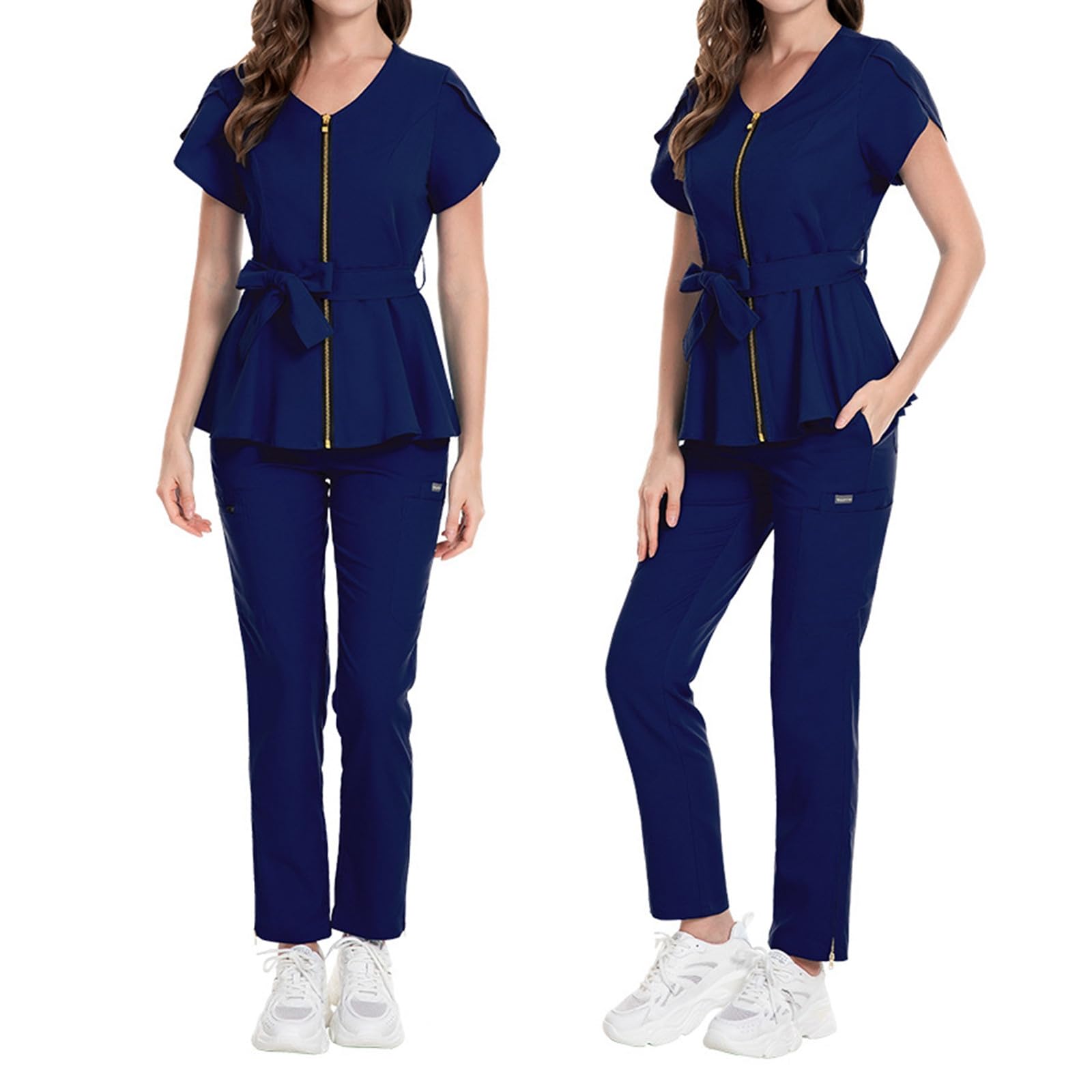 Generisch Uniforme médico para mujer, ropa de trabajo de enfermera, juego de 2 piezas, traje de protección para médicos, uniformes, ropa de trabajo, ropa de trabajo para enfermeras, médicos, ropa de
