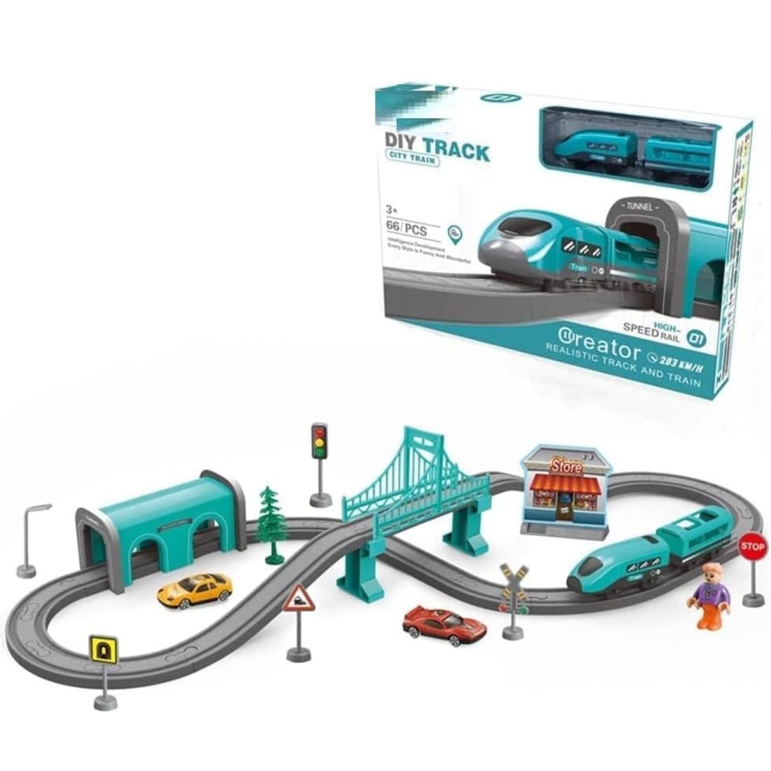 Nirvikalp Enterprise City Train Set for Kids Electric Train Sets Toys, DIY 66PCS City Track Electric Train Track Set for Children,Best Gift for Kids (City Train Track)