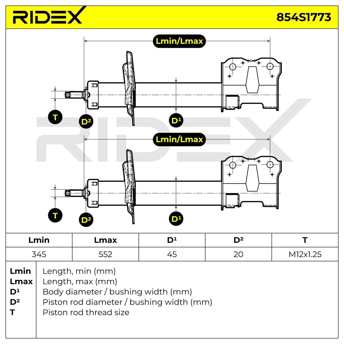 RIDEX 854S0521 Amortiguador Delantero Izquierdo Gas Presión Para Mitsubishi Colt VI Z3A Z2A 2004-2012 | Smart Forfour 454 | Sustituye 4060A093