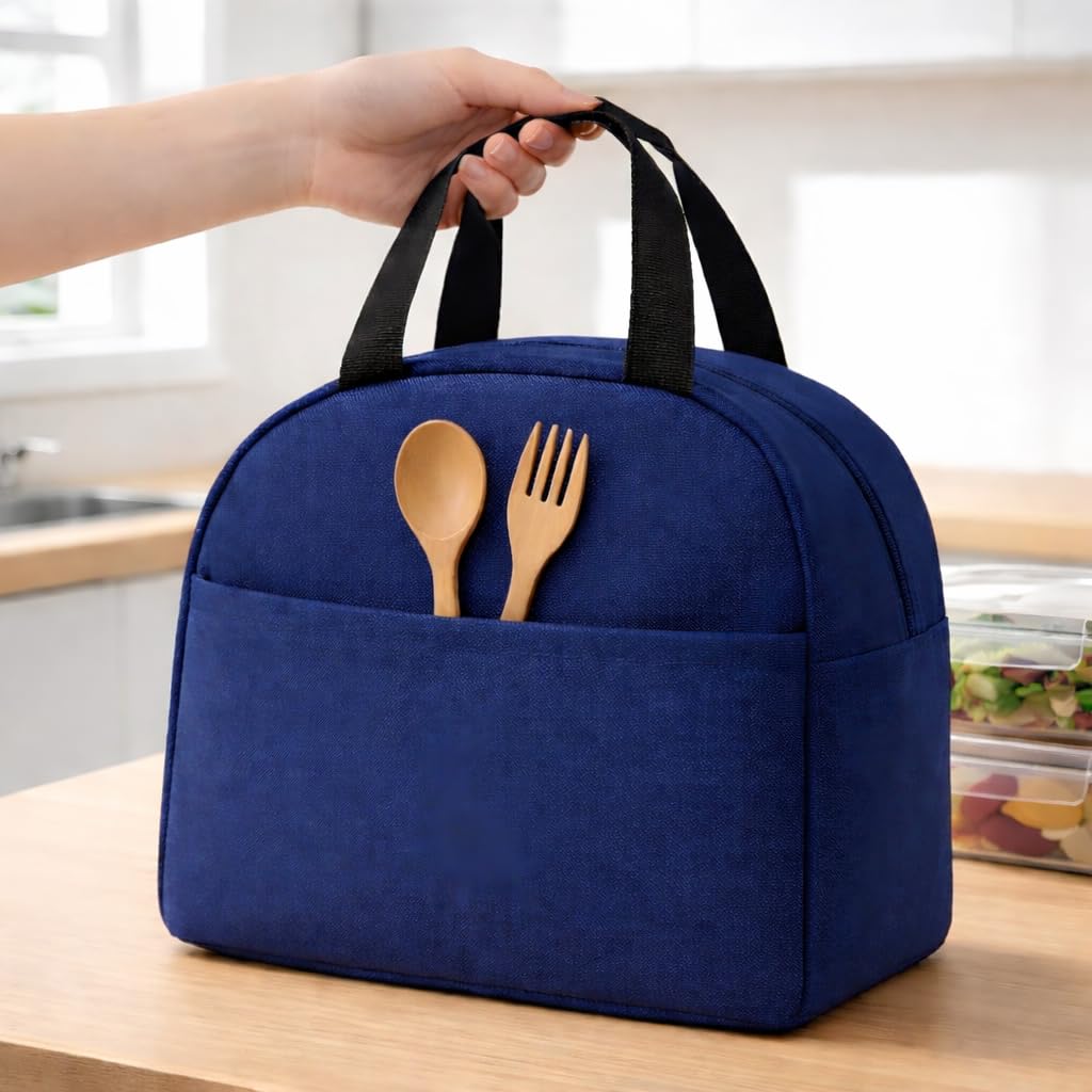 PulGos Insulated Lunch Bag for Women & Men – Reusable Thermal Lunch Tote with Handle, Waterproof & Leakproof Lining, Portable Lunch Box for Work,College,School, Office,Picnic & Travel – Navy Blue-image-48