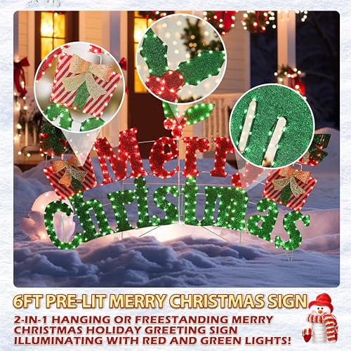 Veikou ABUNDANT RESOURCE DEVELOPMENT LTD 6Ft Lighted Outdoor Christmas Decorations, Holiday Merry Christmas Sign thumb #6