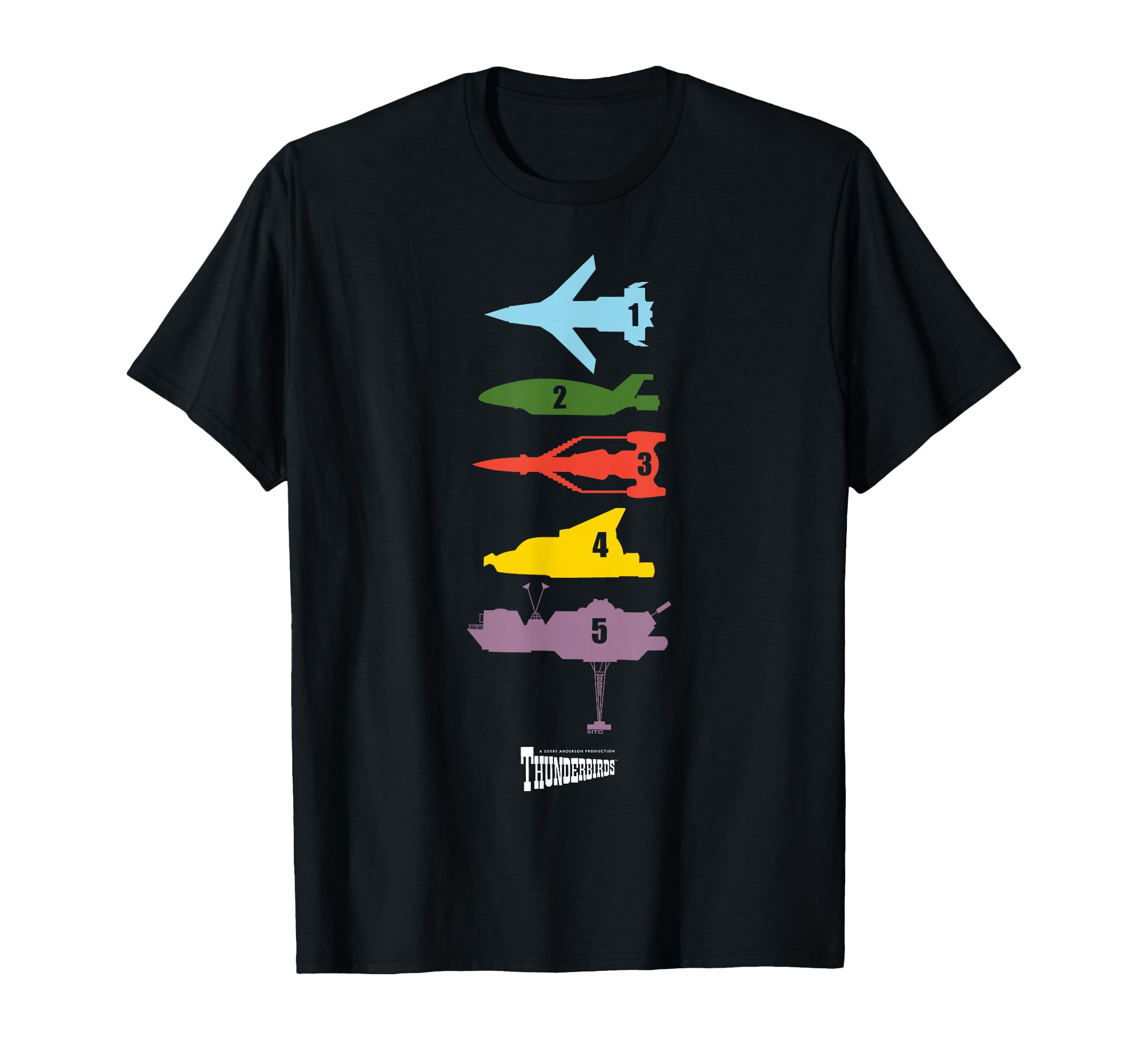 Amazon | サンダーバード 1–5 カラーシルエット Tシャツ | Tシャツ 
