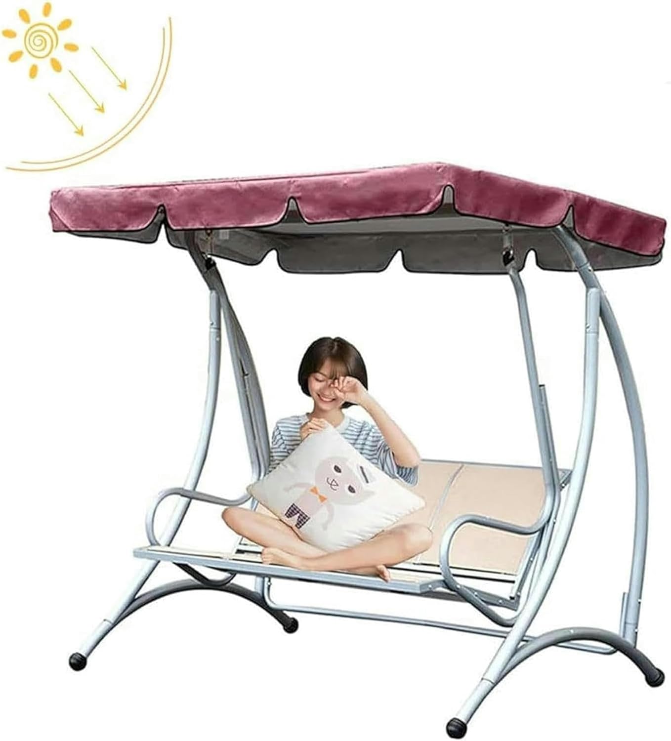 Garden Swing Awning Cover Replacement Canopy Swing Seat Canopy,Garden Swing Chair Cover,Waterproof/UV Resistant Sun Shade Outdoor Hammock-*1