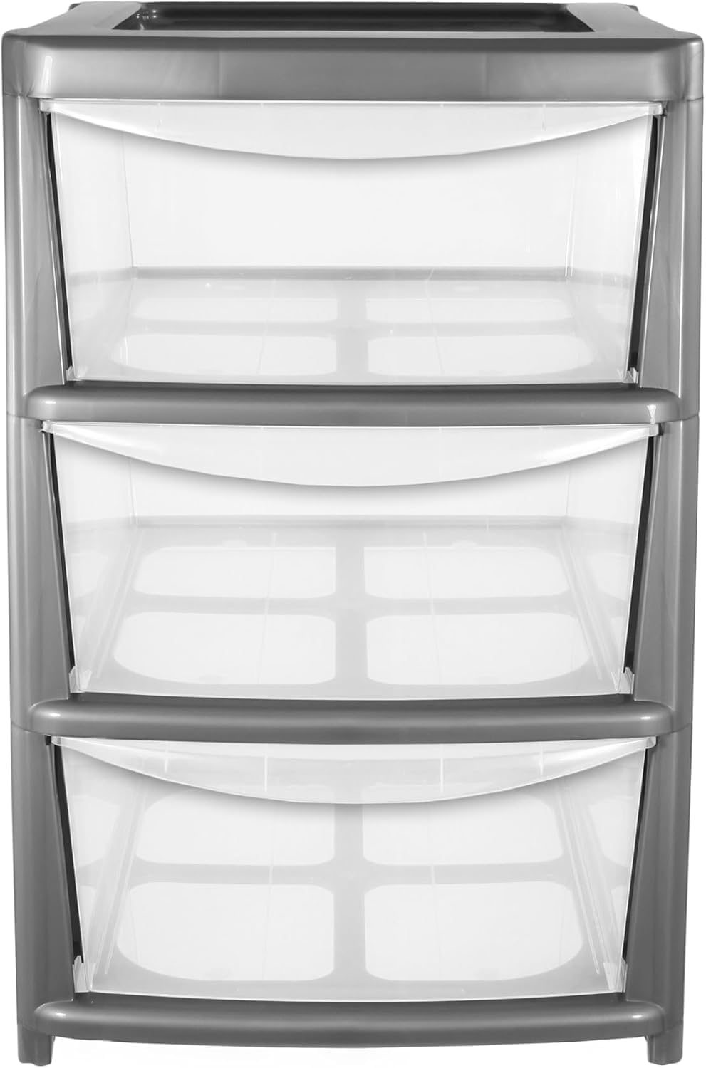 ZYORA Large Plastic Storage Drawers Unit, Compact Vertical Organizer with Drawers, Durable Plastic Drawers Storage and Organization for Home, Office, Crafts & Household Use (Silver/Clear, 3-Tier)