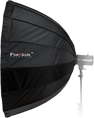 Fotodiox Deep EZ-Pro - Caja de luz parabólica de colapso rápido de 48 pulgadas, compatible con unidades de flash de estudio de montaje en bayoneta