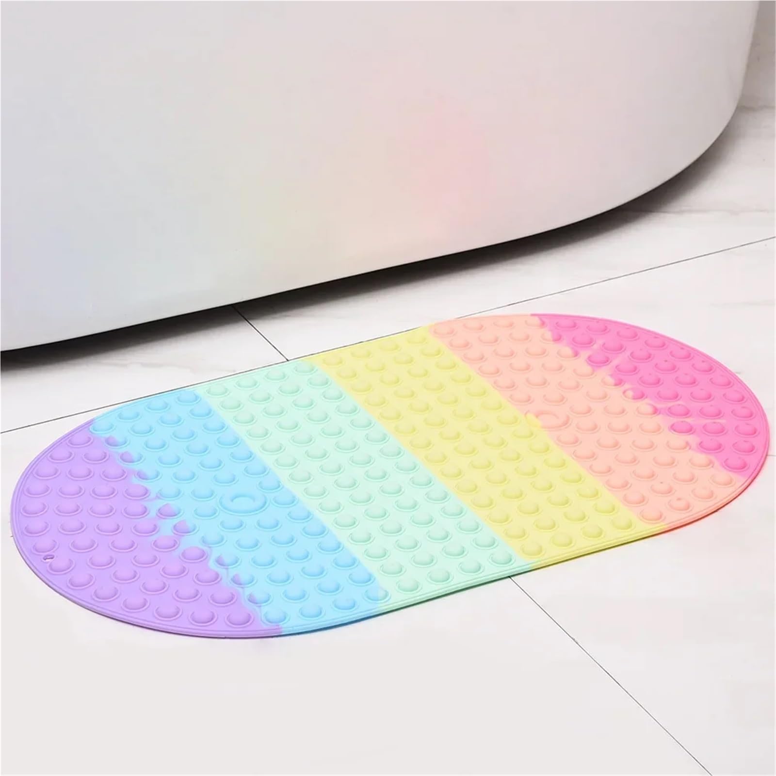 Badewannenmatte Silikon-Blase-Badematte, Kinder-Badematte, Badewanne, Badezimmer, rutschfeste Matte, Weicher Badezimmerteppich, Duschmatte(Pink,58x34cm)