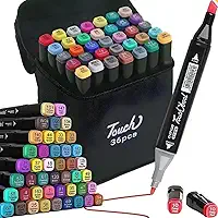 Caneta Marcador Para Colorir Desenho Profissional 36, 48, 60, 80 Cores Conjunto De Canetinhas Pontas Duplas Codificados por Cores Vivas para Desenho (36)