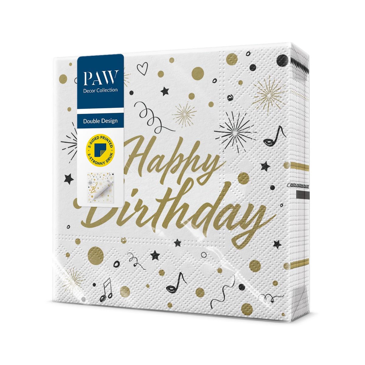 PAW - Napkins 3-Ply (33 x 33 cm) | 20 Pieces | Perfect for Birthday, Parties | Colorful Paper Napkins | Color: Party Invitation