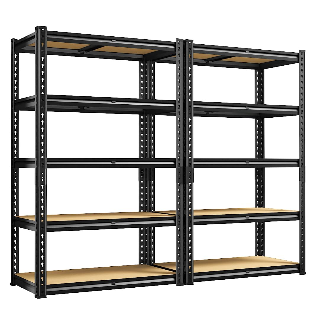 REIBII Storage Shelves 5 Tier Garage Shelving Heavy Duty Metal Shelving 2020LBS Adjustable Metal Shelf 59.8" H Pantry Shelf for Garage Pantry Closet