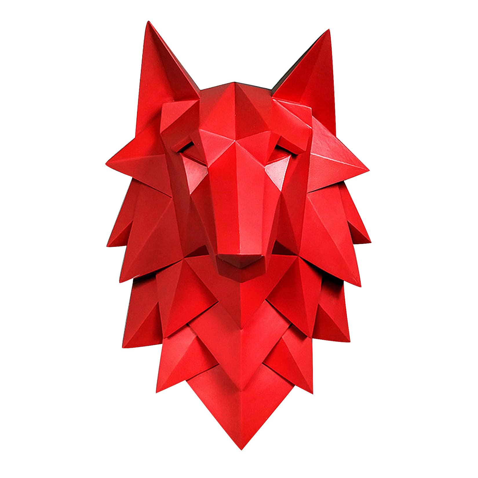 Statue tête de Loup 3D - décoration Sculpture - Sculpture Abstraite - Art résine Minimaliste Moderne - pour décoration Murale, Salon, Bar, café, décoration,Rouge