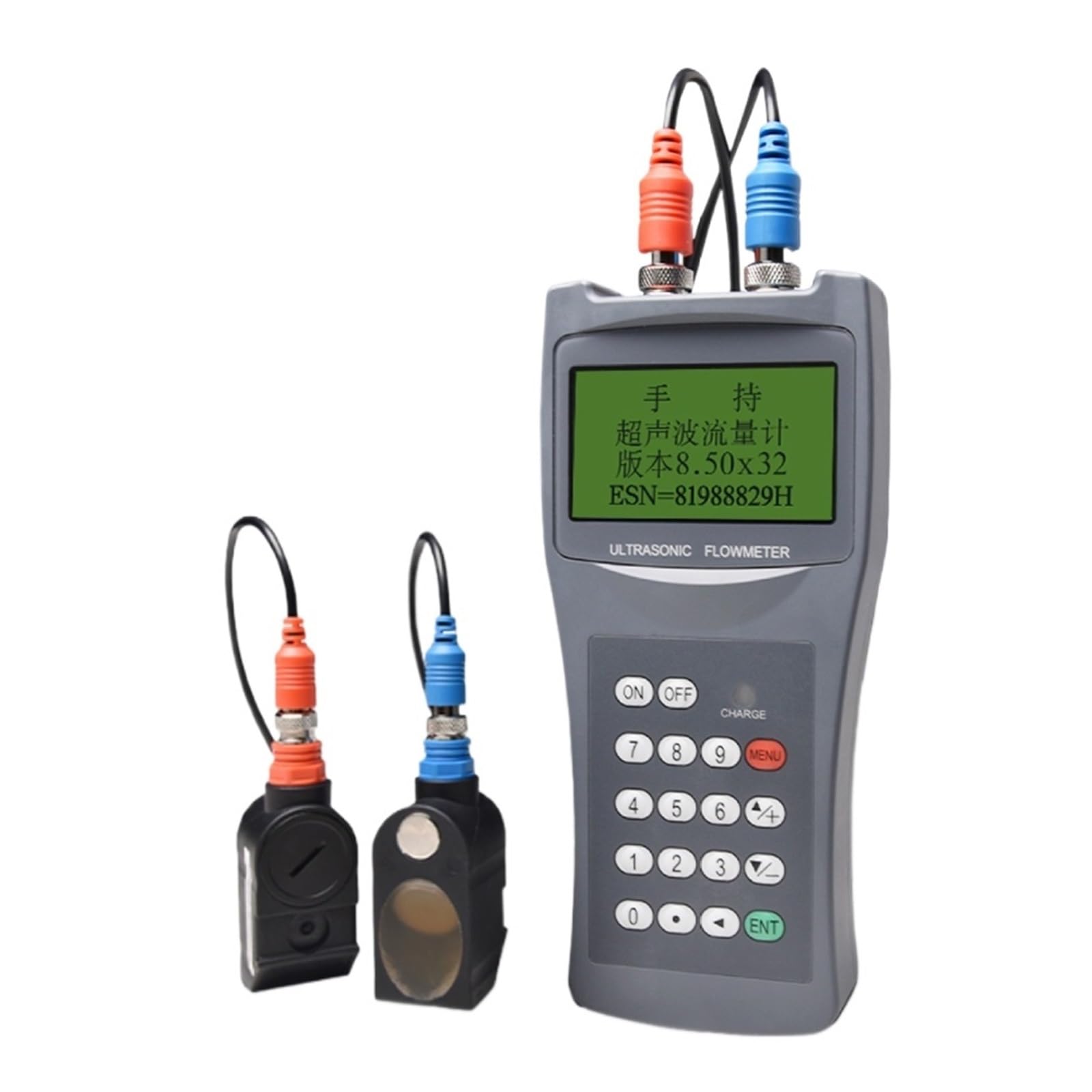 Medidor de flujo ultrasónico de mano Sensor de agua líquida Medidor de flujo ultrasónico externo