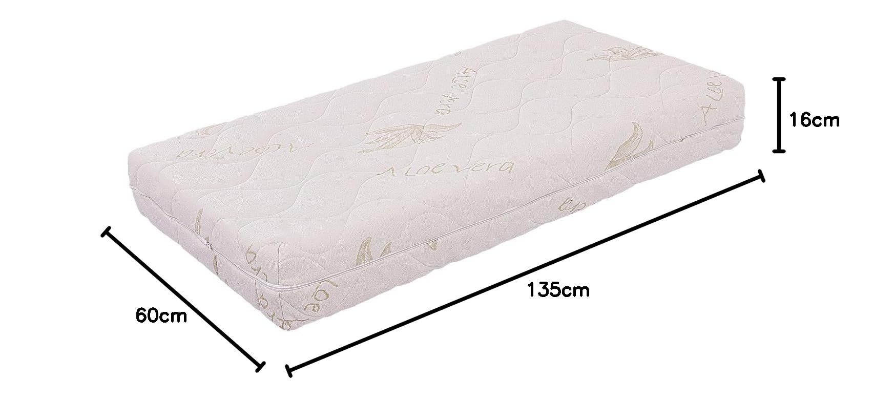 Materasso Ortopedico Per Culla E Lettino Lupin Baby 60x125 Cm, Water Foam 14 Cm, Altezza 16 Cm, Sfoderabile Con Guscio In Aloe Vera - Made In Italy, Garanzia 15 Anni