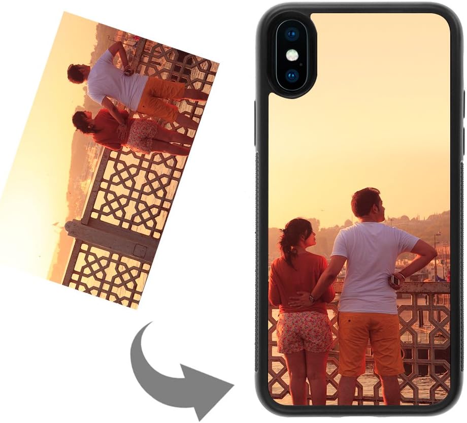 Customize Your Own Phone Case - Personalized Photo Text Logo Back Cover Case for iPhone X or XS,Birthday Xmas Valentines Gift for Her and Him (Black)