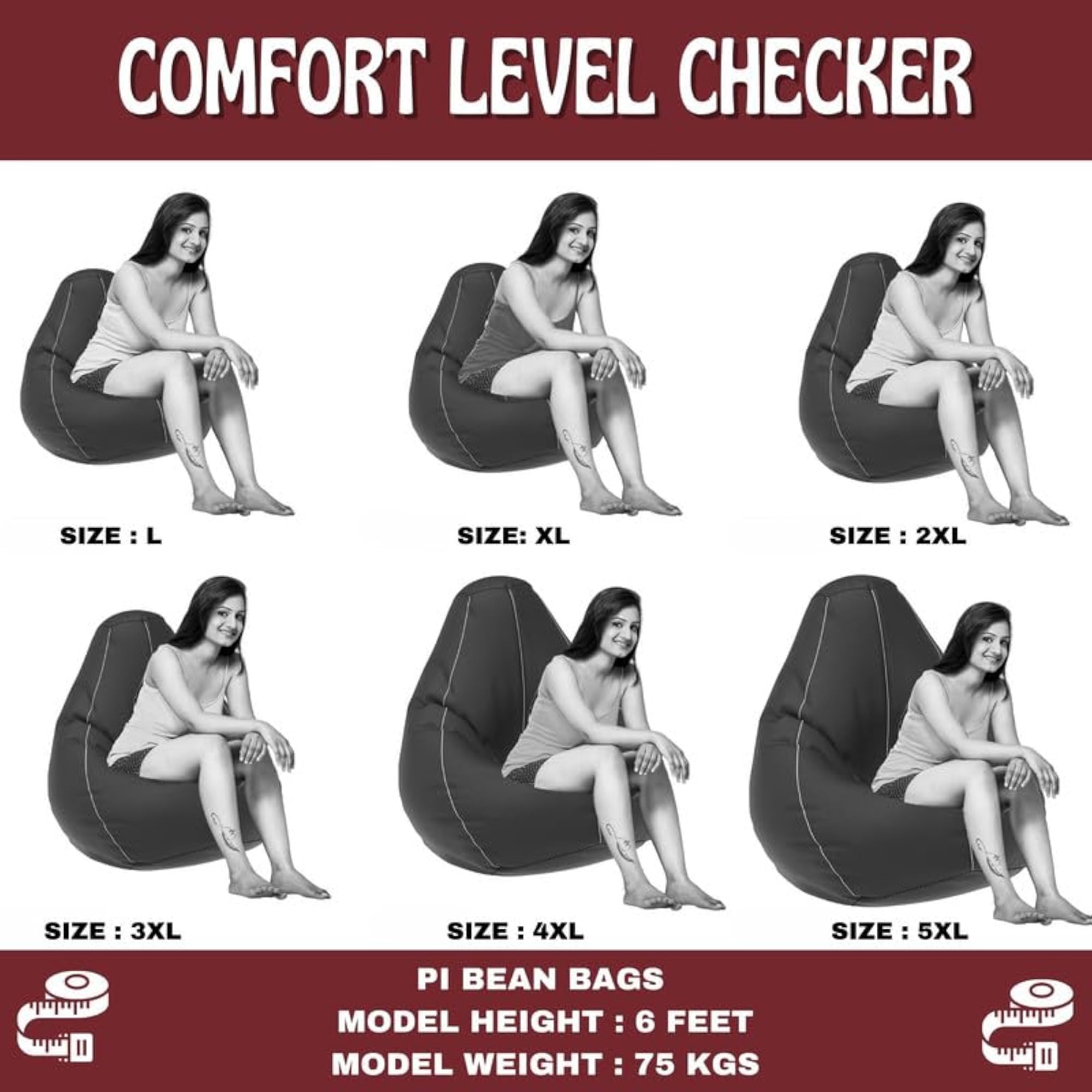 XXXXL Bean Bag with Free Cushion and Round Footrest, Black