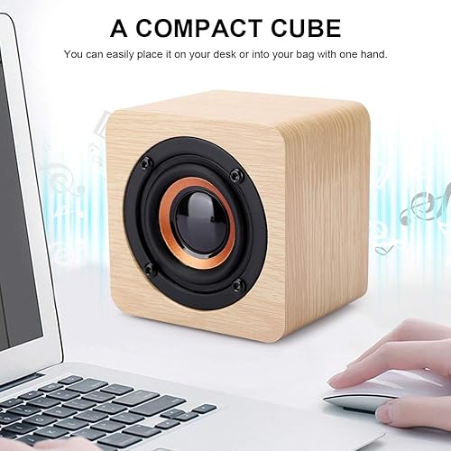 Miniatura 2 de Altavoz Bluetooth retro, altavoz portátil de madera amarillo alimentado por USB con sonido HD y graves ricos para computadora PC