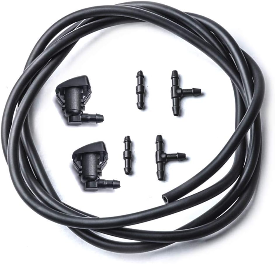 Replacement for Windshield Washer Nozzle for 07-11 Ford Edge, 08-11 Ford Focus, 07-10 Lincoln MKX - and 2 Meters Fluid Hose with 4 Pcs Connector, Replace OEM # 8S4Z17603AA