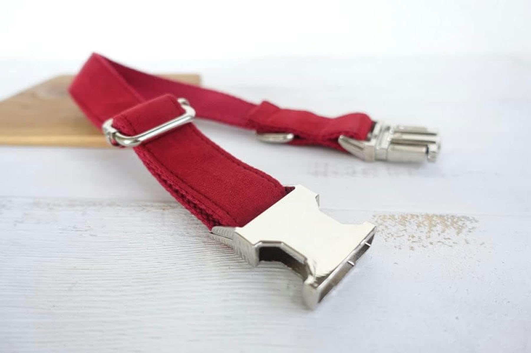 Collar de Perro Rojo, poliéster Satinado y Nailon, 5 tamaños, Collar de Perro Rojo y Correa, Collar de Perro, Juego de Correa de Collar de Perro S-L