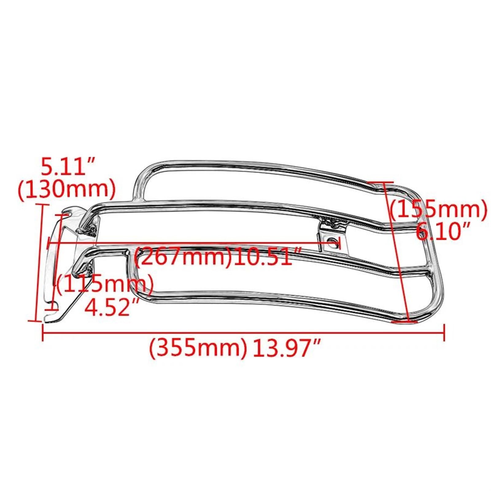 Portapacchi Per Motocicletta Cromato Per Parafango Posteriore Monoposto Per Harley Davidson Road King (EFL)-FLHR 2007-2008