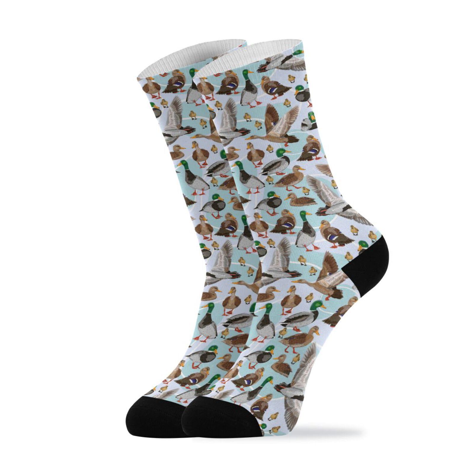 Wusikd Mallard Ducks Socks for Women and Men Wild Birds Long Socks for Athletic Running 2