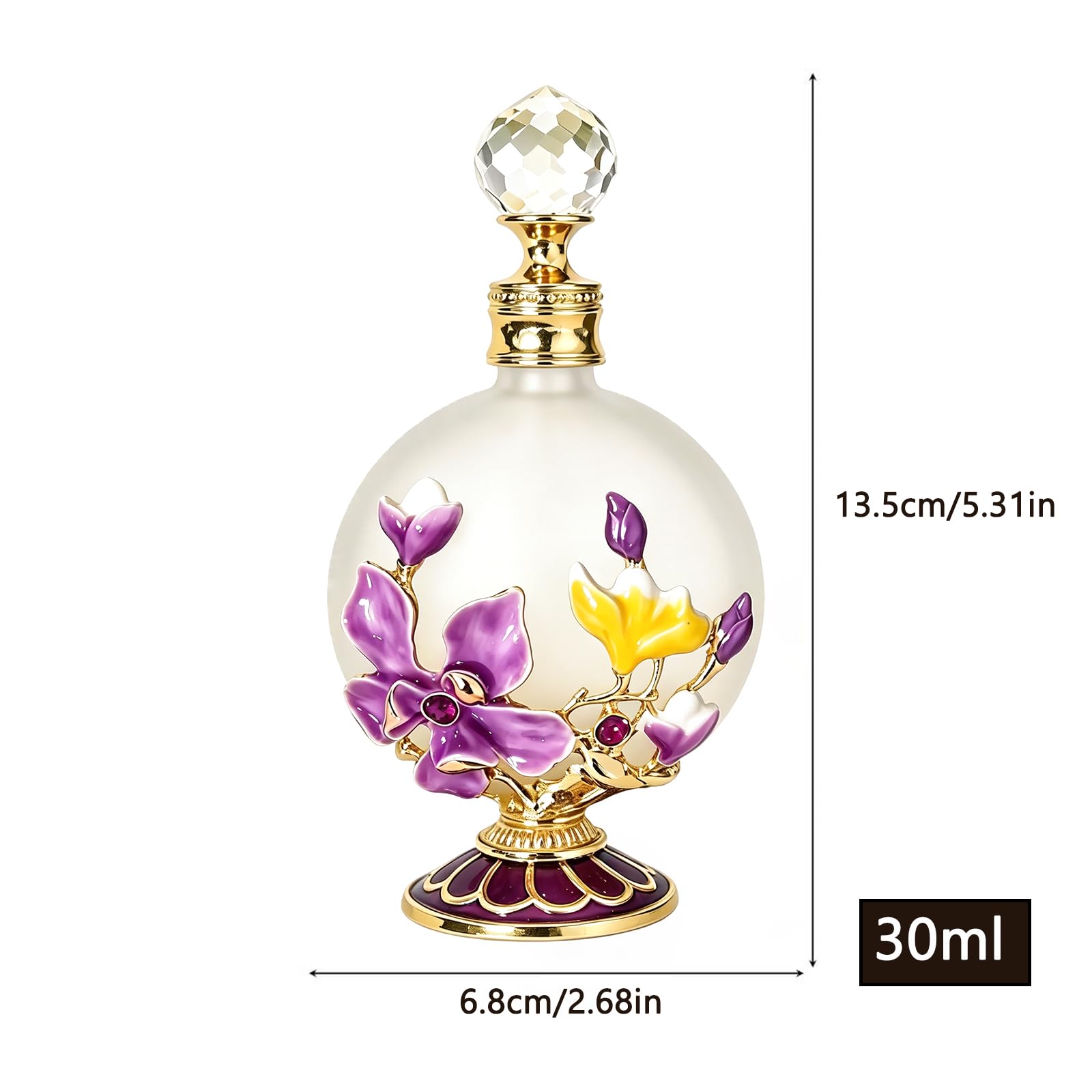 Joyeee Botellas de perfume de vidrio vacías 30 ml con magnolia rosa, frascos portátiles de aceite esencial vintage