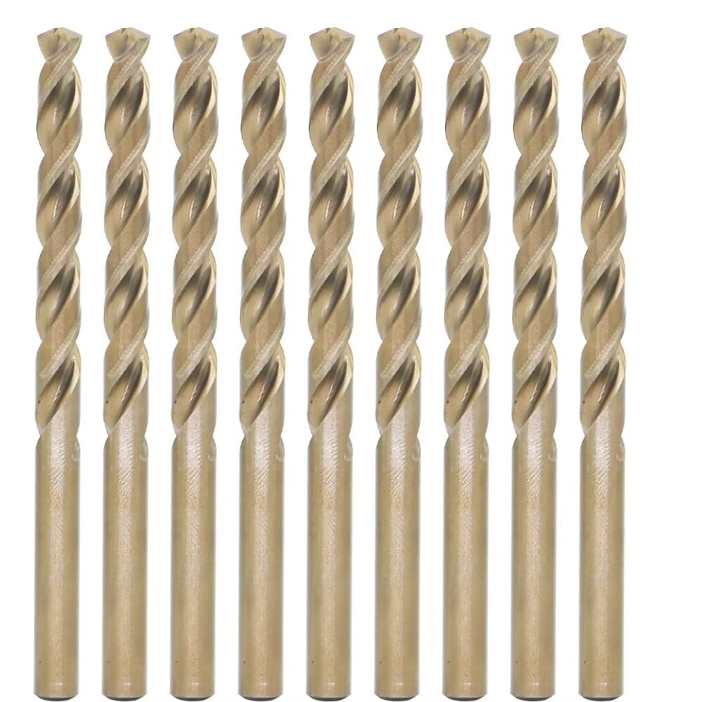 Lot de 10 forets en cobalt M35, 6,8 mm, pour métaux durs comme l'acier inoxydable, la fonte | Résistance exceptionnelle à la chaleur | Métrique 5% cobalt M35 Grade HSS-CO | Tige droite de qualité