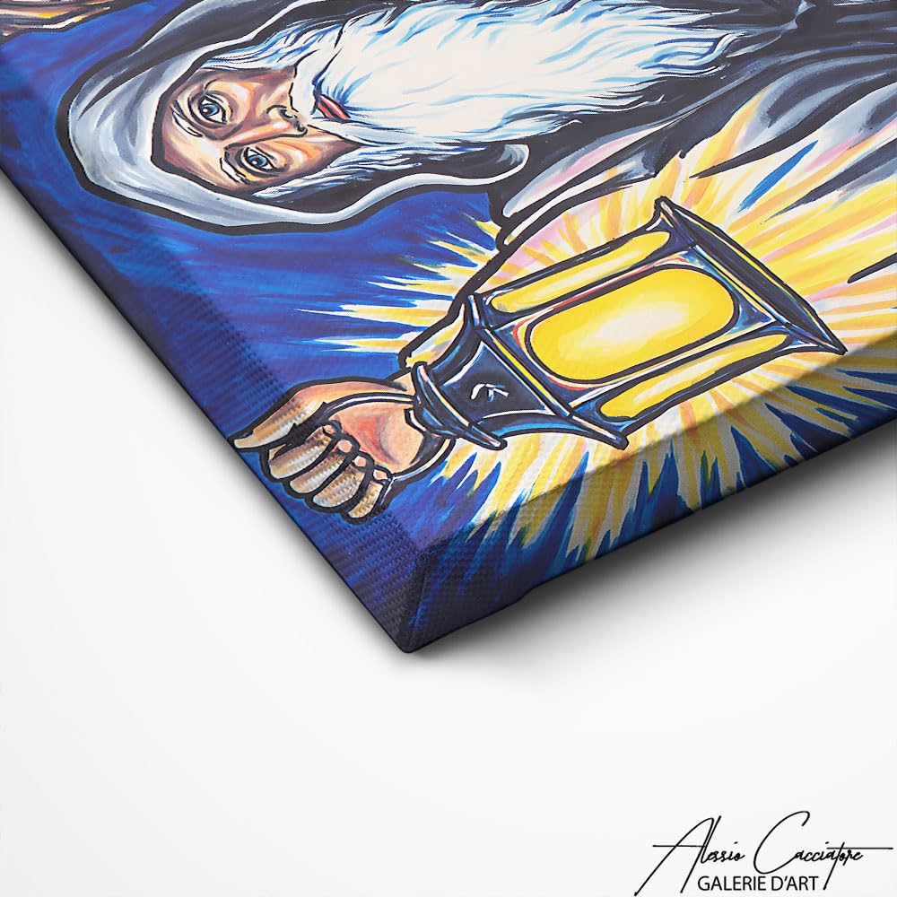Alessio Cacciatore Quadro tarocchi - Decorazione da parete blu navy, stampa su tela di grandi dimensioni, decorazione per soggiorno, decorazione da parete, design moderno, tela con cornice (60 x 40 cm