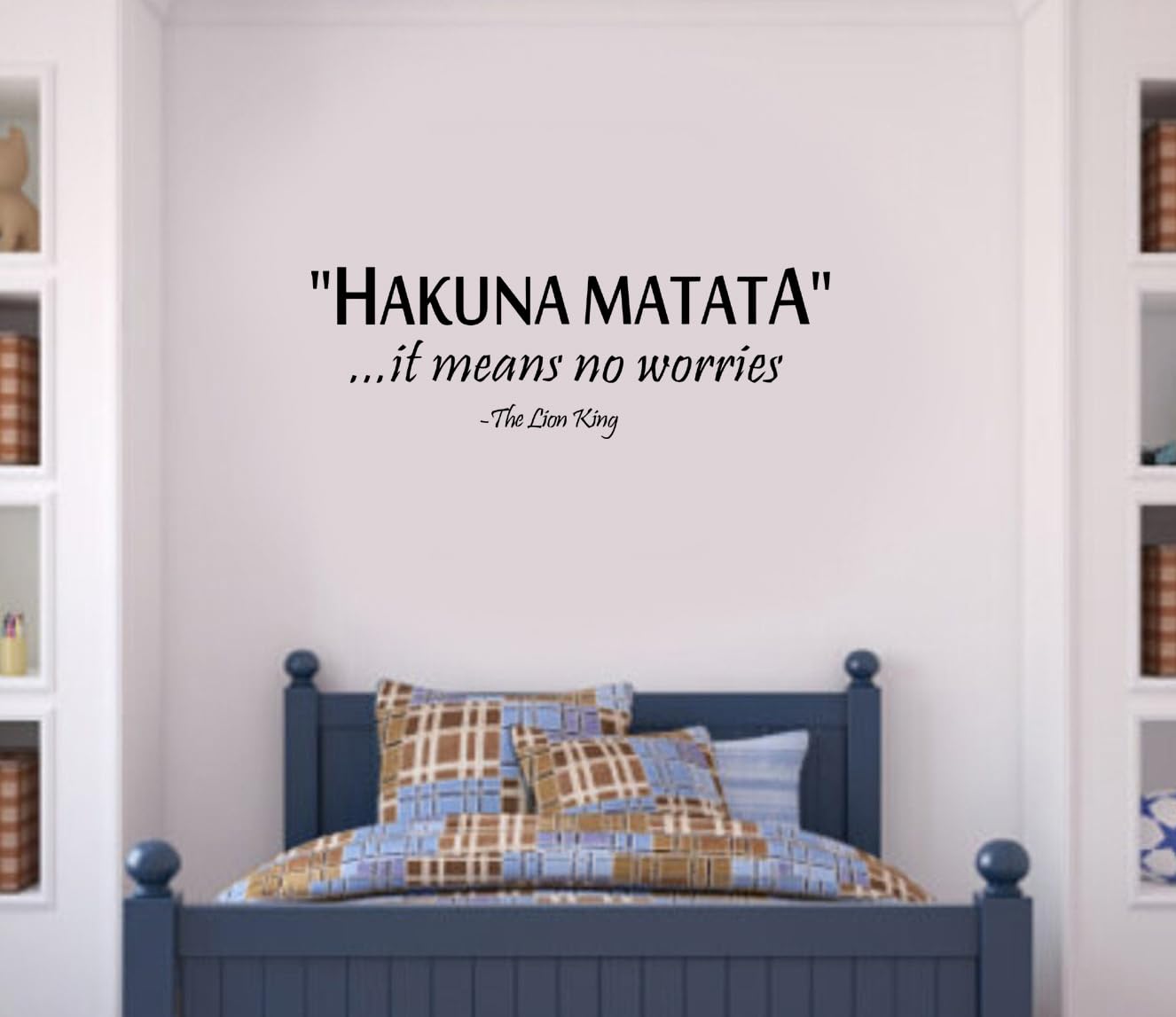Hakuna Matata it Means no Worries The Lion King Inspiration Quote Words Home Decor Wall Sticker for Kids Room Decoration Sticker W60xH20cm