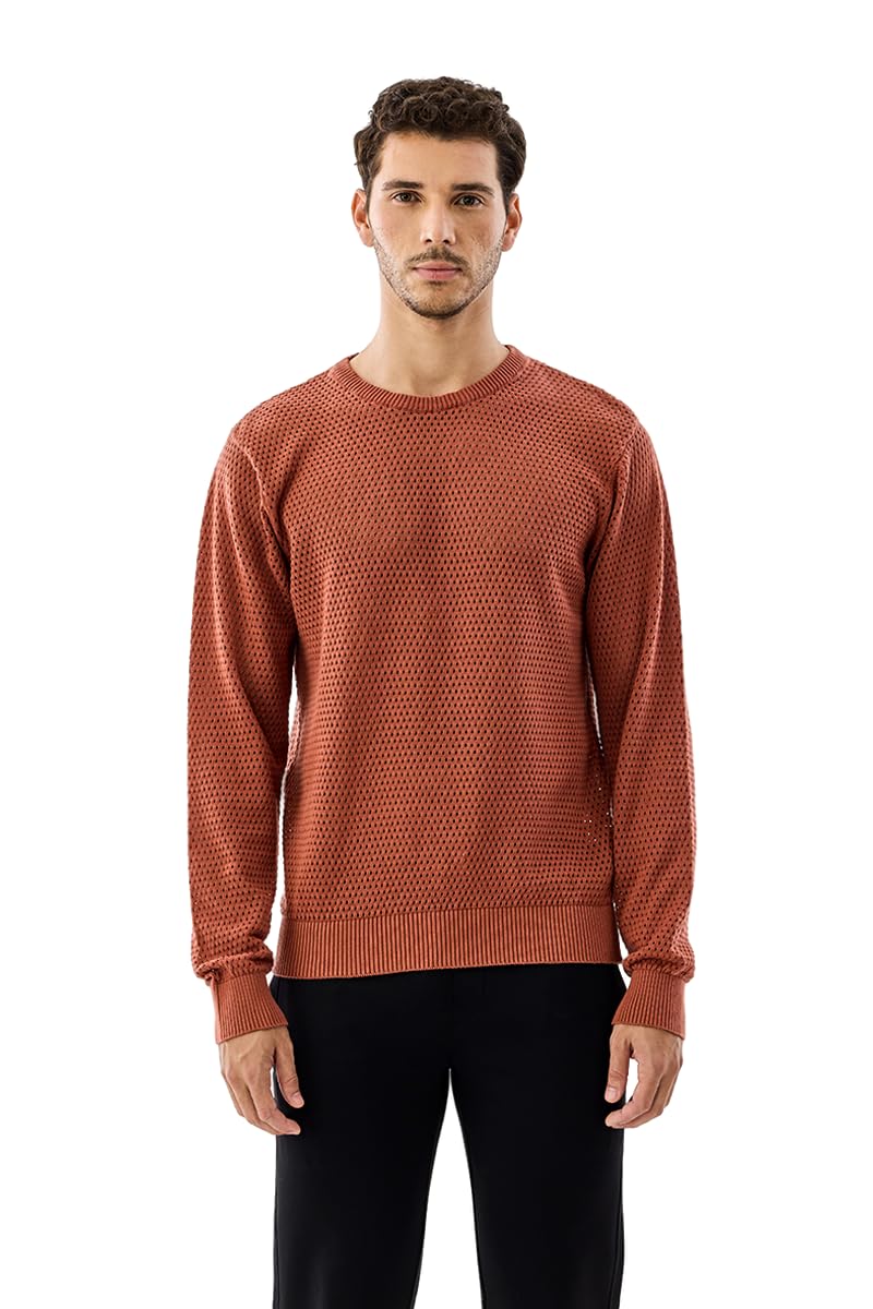 snitch Men's Sweater | Perforated Knit Pullover with Textured Mesh Design | Lightweight Breathable 100% Cotton Knitwear for Stylish Casual Wear & Regular Fit-picture-49