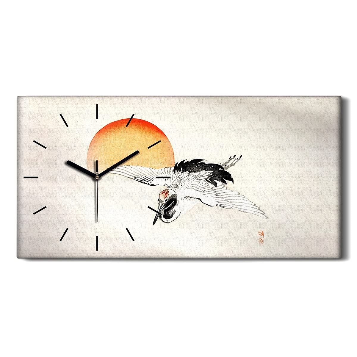 Horloge sur Toile Zen 60x30cm pour un Salon Apaisant et une Chambre sans Tic-Tac