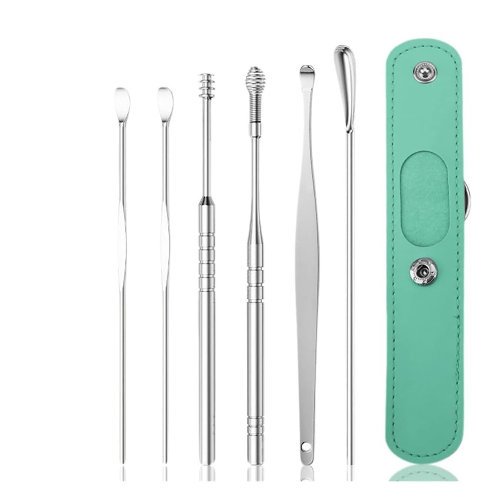 6 Set Ear Wax Removal Tool Kit with Storage Tube Professional Stainless Steel Ear Cleaner Spring Ear Pick