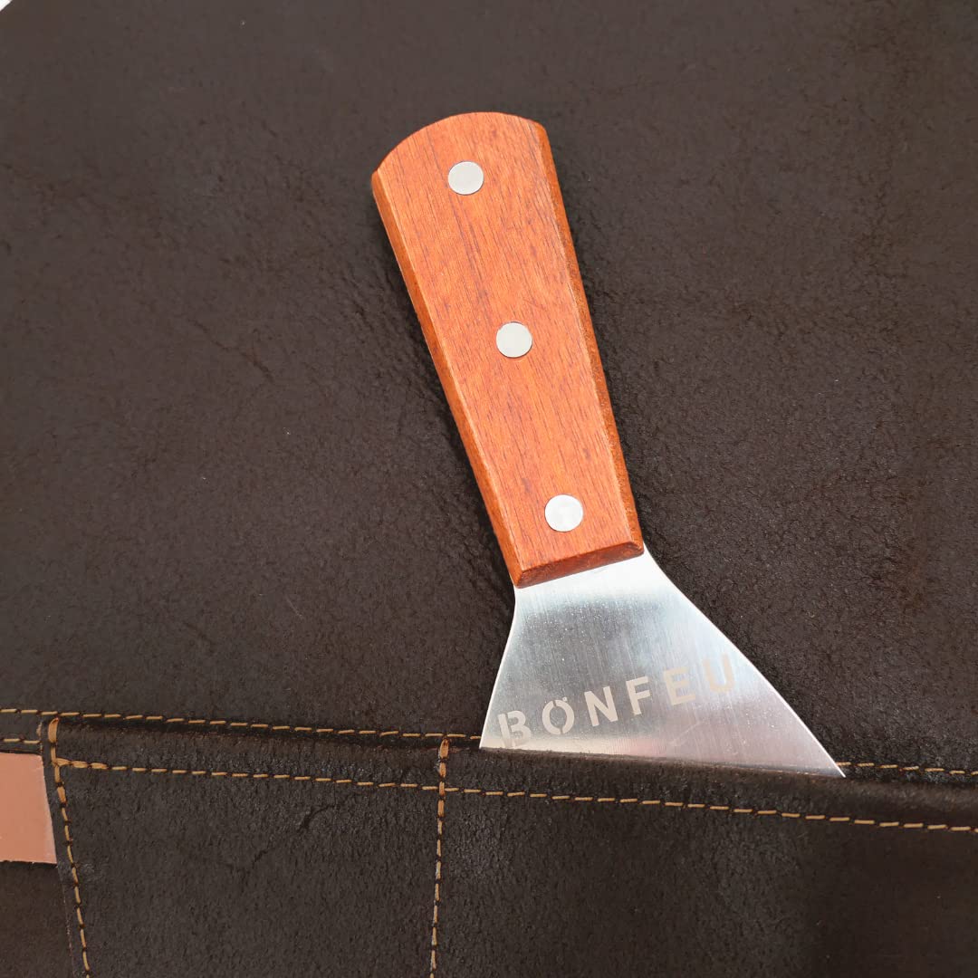 BonFeu Delantal de barbacoa – Cocinar al aire libre – Delantal de piel de lujo – Negro – Delantal de cocina – Delantal de barbacoa – Delantal de barbacoa – Delantal para hombre
