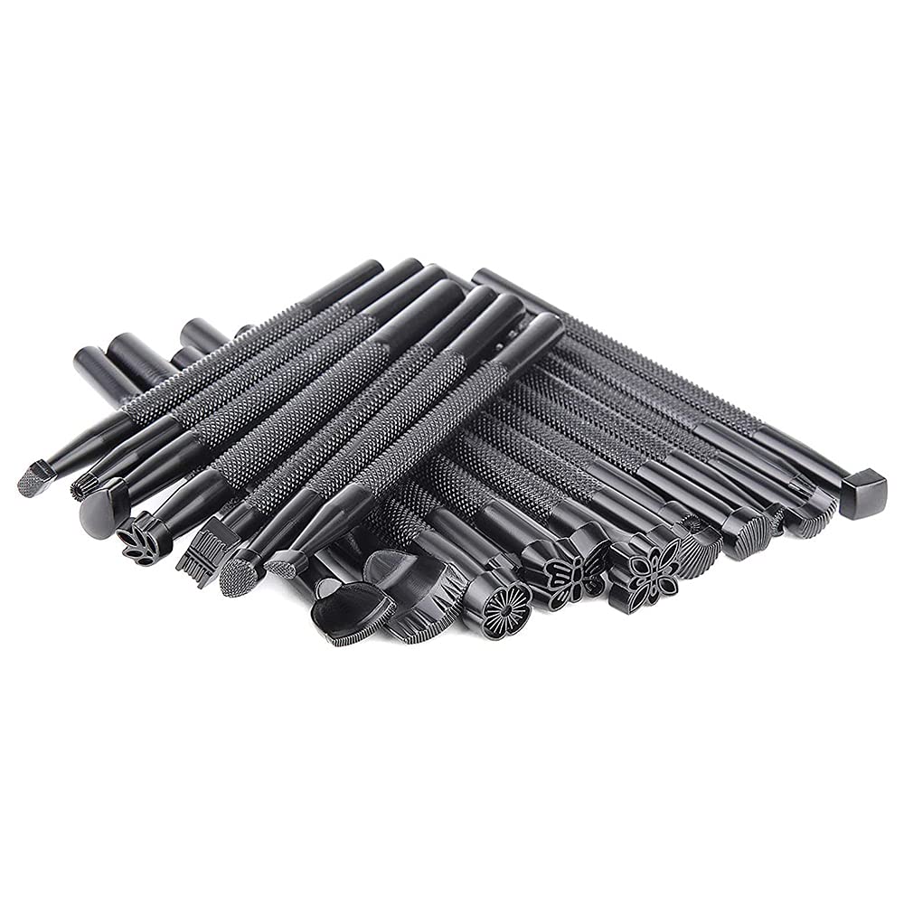 Cenpek 20Pcs Leather Stamping Tools Set Different Shape Saddle Making Tools Carving Punch Tools For Leather Craft