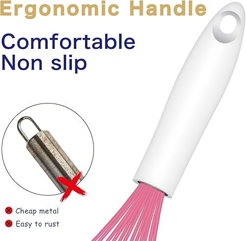 Miniatura 45 de Batidor de silicona morado apto para lavavajillas, diseño sellado impermeable, juego de 3, batidores de cocina profesionales para cocinar Premium