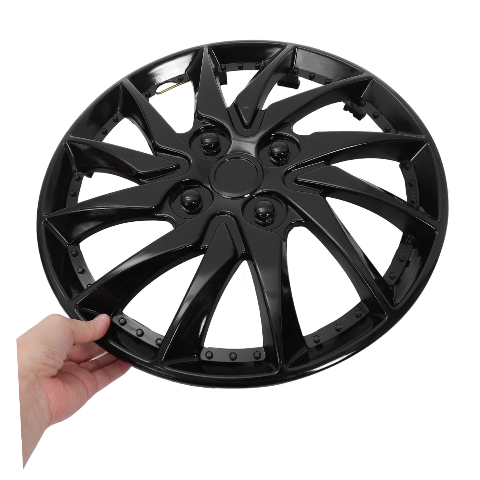Gatuida Enjoliveur de Roue Voiture 14 Pouces Noir, Couvercle de Moyeu Unique, Accessoire Automobile Protection Jante Acier, Remplacement Enjoliveur Perdu, Usage Voiture Tous Modèles