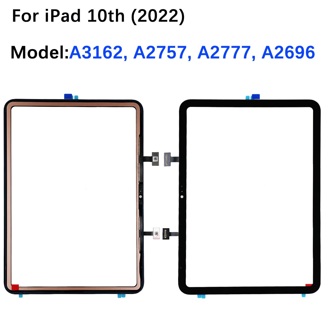 Écran tactile pour iPad 10th 2022 10,9" Digitizer Écran tactile pour iPad 2022 A3162 A2757 A2777 A2696 Noir avec kit de réparation (pas LCD)