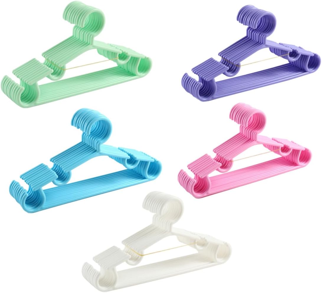 50pcs Clothes Hangers Small Plastic Clothes Hangers Multi-Color Nursery for Closet’s Organization
