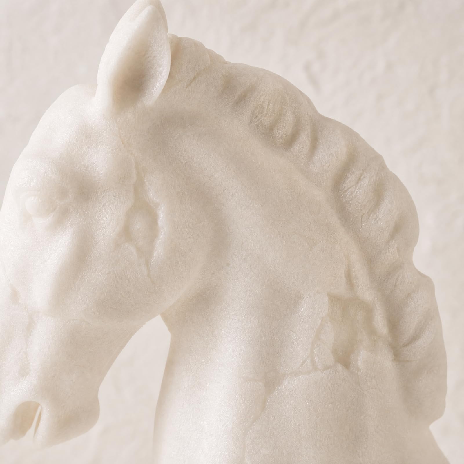 LOVIVER Figurine Équestre en Céramique Crème Fait Main Sculpture en Céramique Texturé Sculpture pr Bureau, sans Base
