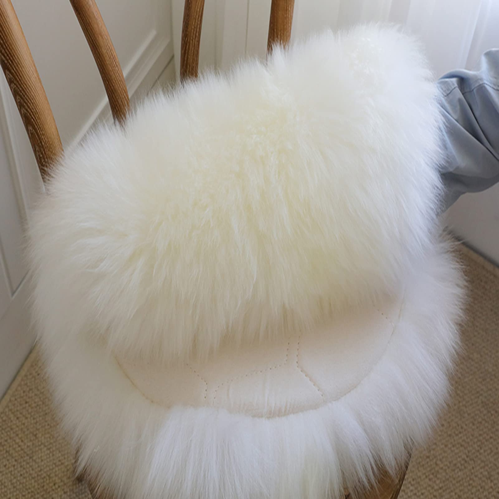 Peau De Mouton Synthétique Diameter 60cm,Cozy Sensation comme Véritable Laine Tapis en Fourrure Synthétique, Fluffy Soft Longhair Décoratif Coussin De Chaise Canapé Natte