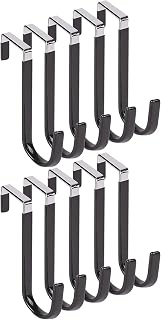 SamFansar Versatile Over Door Hooks 10 Pcs Sturdy Metal Door Hanger Hooks Easy to Use Space-Saving Solutions for Extra Storage Strong Durable Door Hooks Black 10 pcs