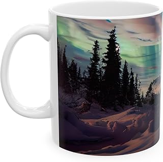 Aurora Borealis Ceramic Mug, Nature Lover Gift, Coffee Tea Cup, Cozy Winter Drinkware, Northern Lights Celebration