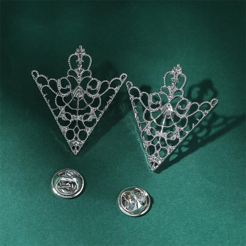 Image of coadipress 2PCS Retro Hollow Triangle Collar Pins Brooch for Men Women Hollow Floral Shirt Suit Clothing Collar Angle Decoration Parts