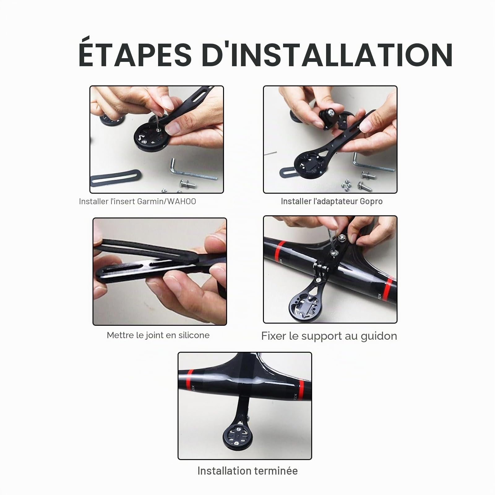 Support de vélo pour guidon aéro, montage combiné intégré avant compatible Garmin Edge Wahoo Elemnt