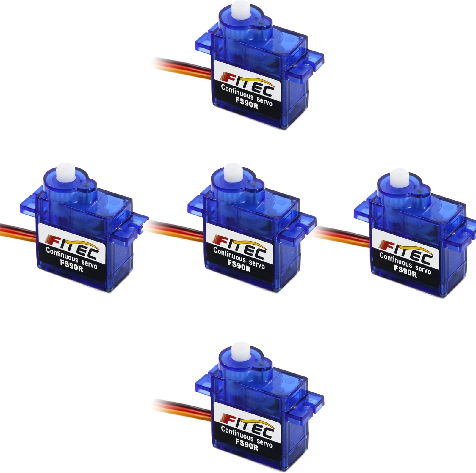 FEETECH 90R 5packs 360 Degree Continuous Servos Micro Servo 9g Mini Servo Motor with Plastic Shell for Robot Car Plane RC Helicopter