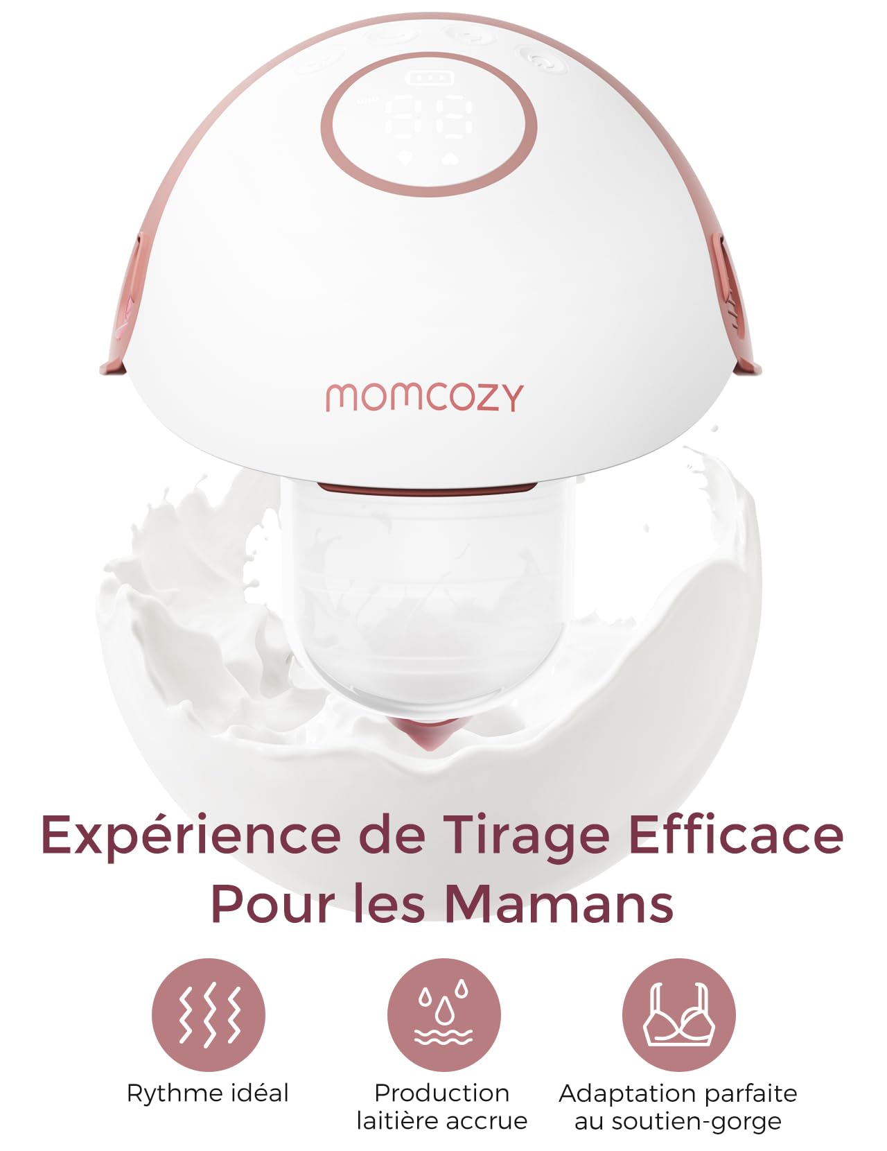 Momcozy Mobile Style M6 Tire Lait Electrique Main Libre Nomade, DoubleFit Double Scellé Anti-Fuite, avec 3 Modes & 9 Niveaux, Rythme Idéal pour Plus de Lait, 24 mm, Rouge, 1 Pièce
