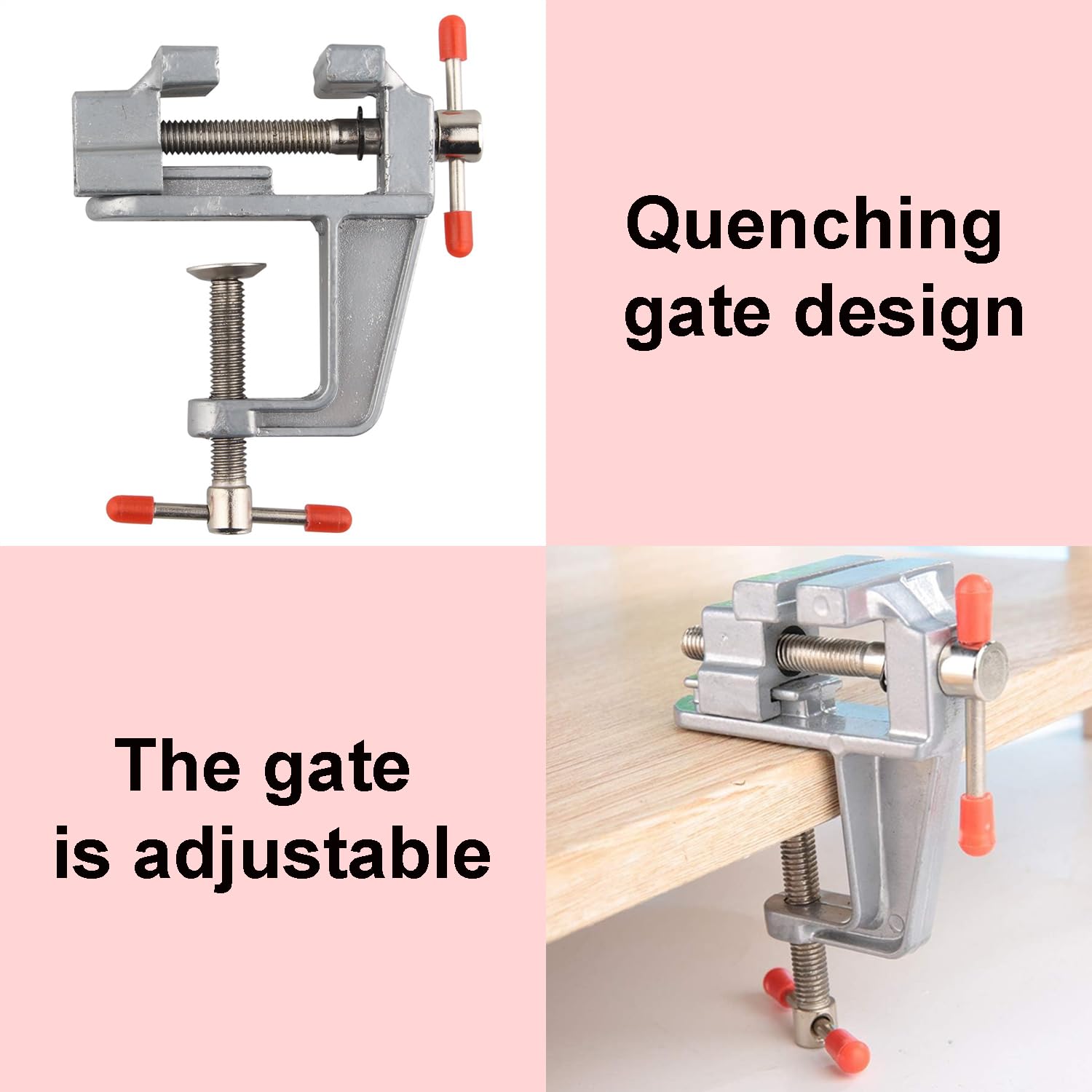 1 Pcs Bench Clamps, Universal Table Vice, Aluminium Alloy Vice, Pequeña Vise, 360 Grados de Rotación, Table Bench Vice, Mini Clamp Piana, Clamps de Trabajo Ajustables, para Fijación (Plata)