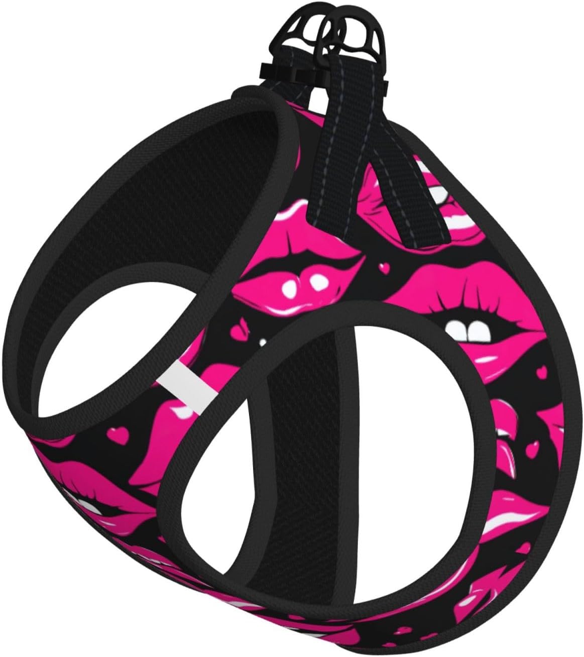 Lips Print Step in Dog Harness and Leash Set,Mesh Pet Vest Harness for Small Dogs and Cats