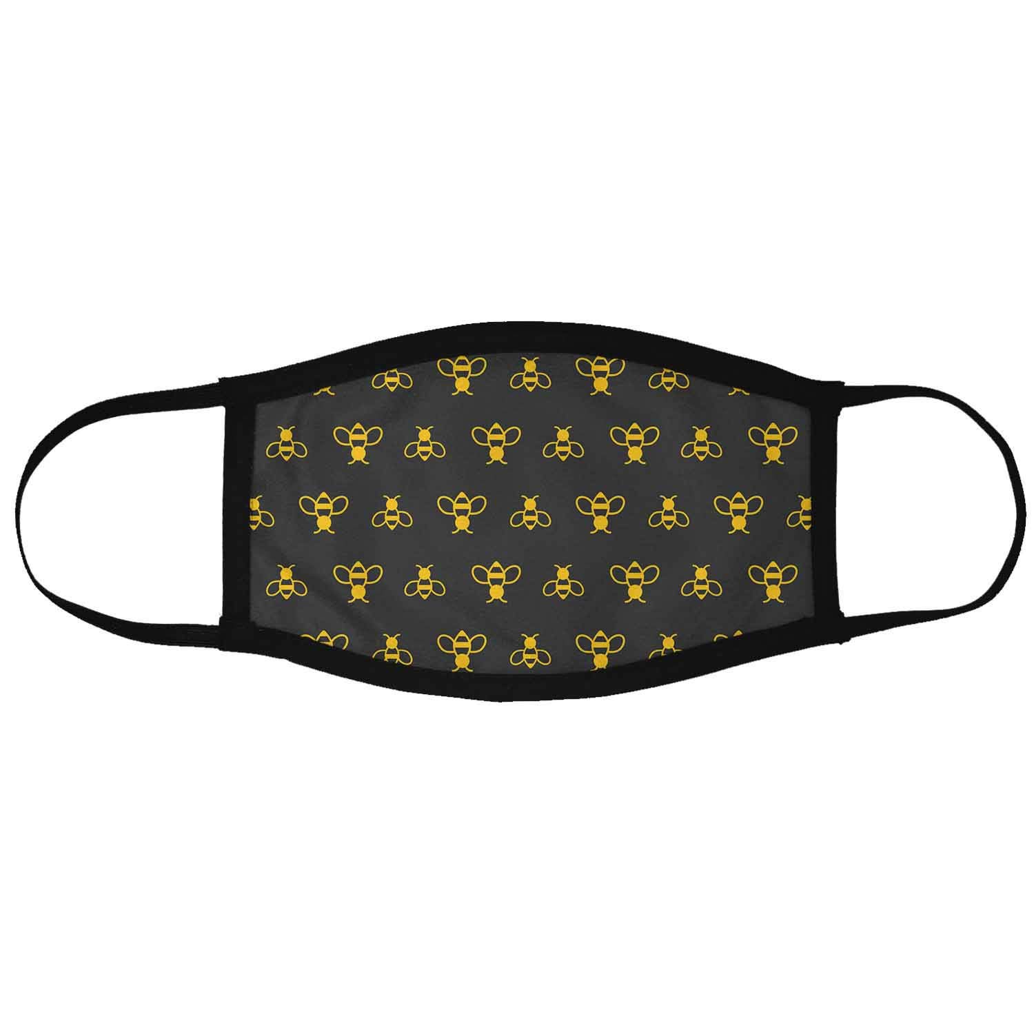 MADANYU Face Mask 3 Layer Printed Reusable Washable Cloth Face Mask - Designer Trendy Unisex - Yellow Bees Pattern