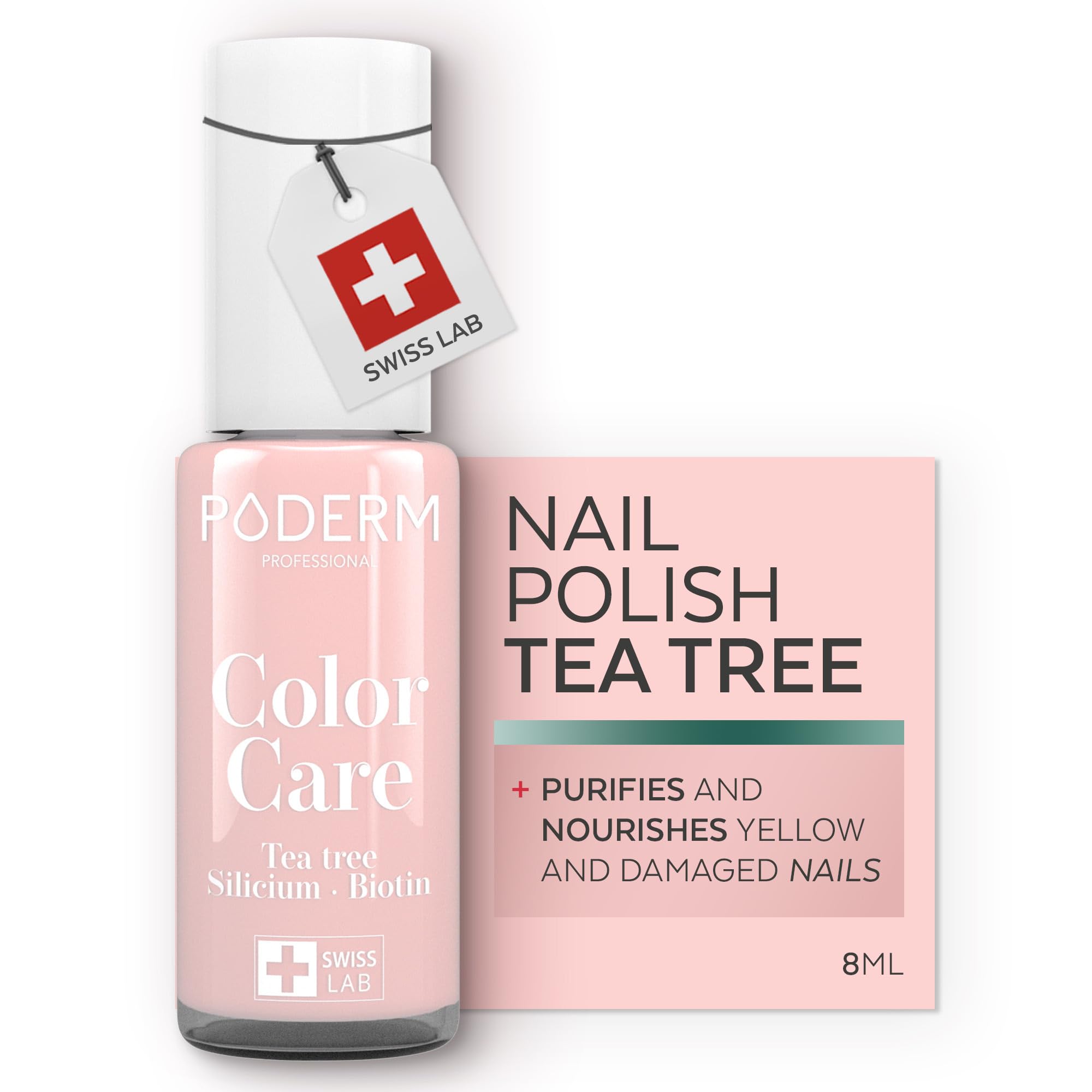 Swiss-Made Antifungal Nail Polish – Pink | Breathable Treatment with Tea Tree, Silicon & Biotin | Strengthens, Repairs & Conceals Yellow, Brittle & Damaged Nails | Podiatrist-Developed