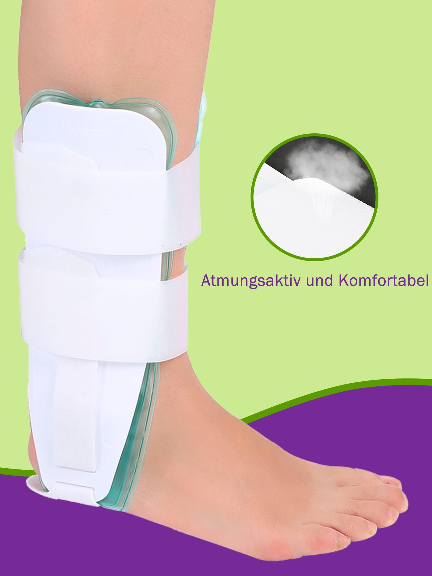 Watris Veiyi Orthese Sprunggelenk, 26.5x18cm Knöchel Stabilisator, Verstellbare Silikon Sprunggelenk Schiene mit Gelpolstern, Schiene Links Rechts Fußgelenkbandage für Erwachsene